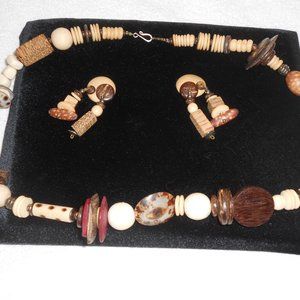 African Tribal Necklace with pierced Earrings Set